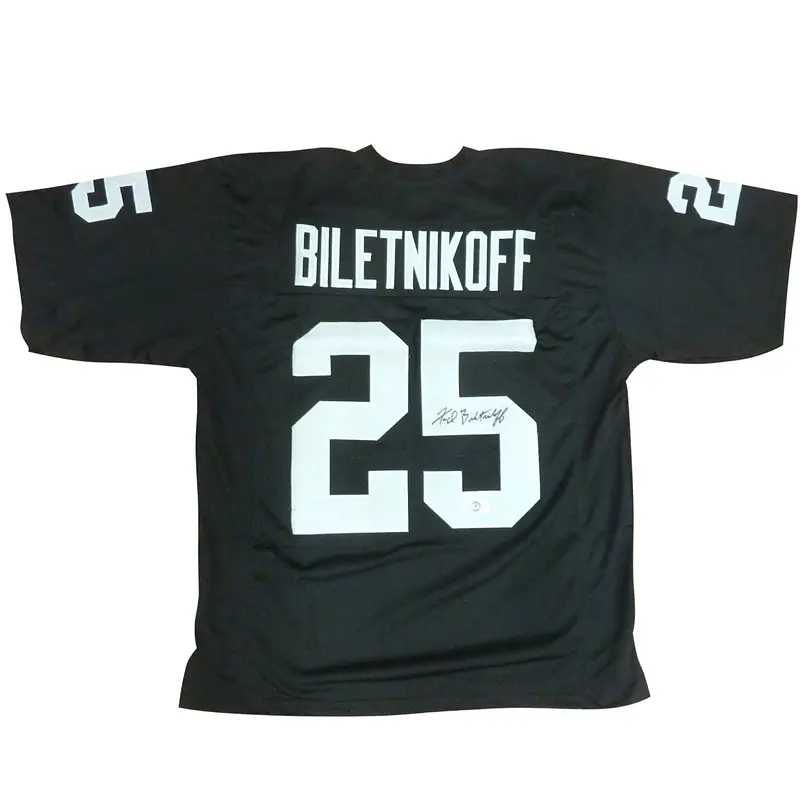 Fred Biletnikoff Autographed Oakland (Black #25) Custom Jersey - TriStar