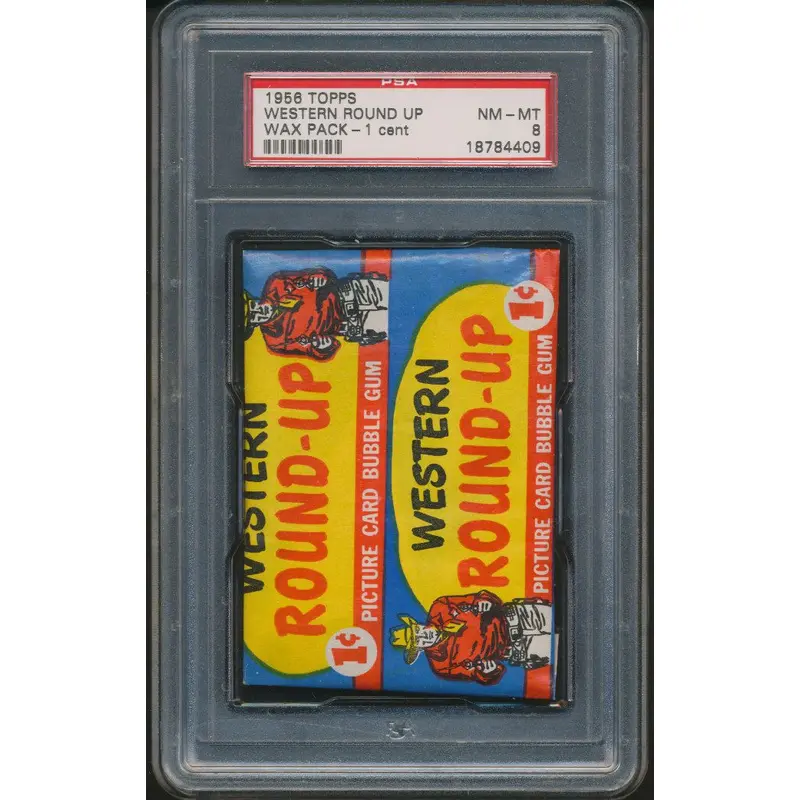 1956 Topps Western Round Up Unopened 1 Cent Wax Pack PSA 8