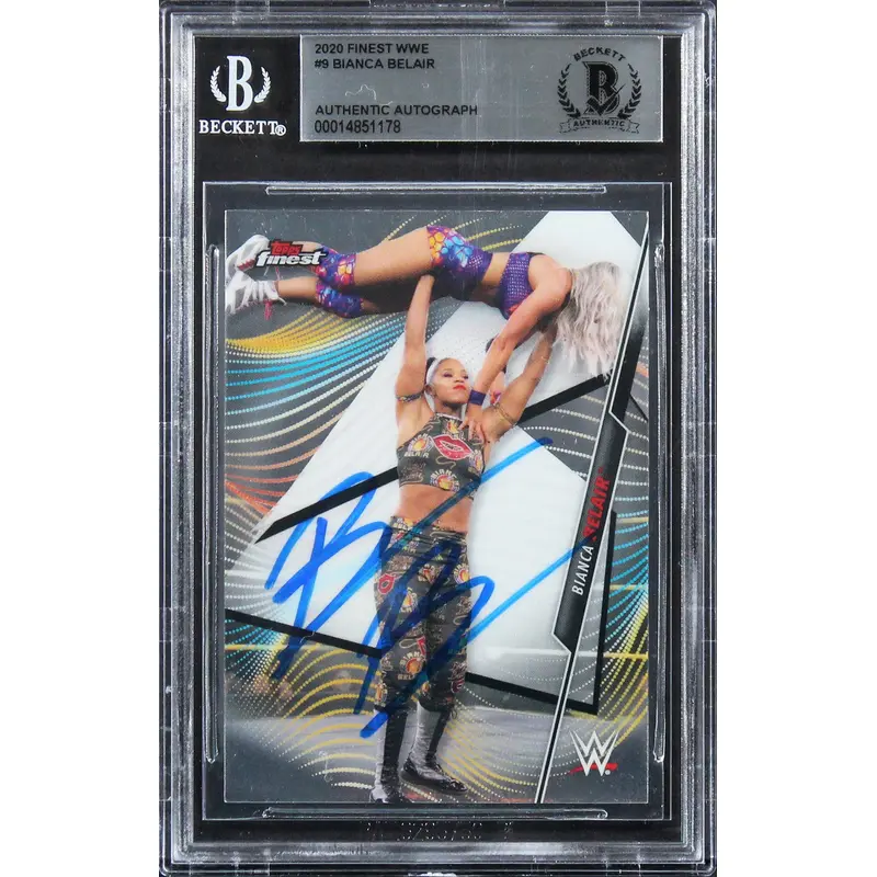 Bianca Belair Authentic Signed 2020 Finest WWE #9 Card Autographed BAS Slabbed