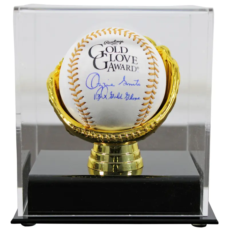Cardinals Ozzie Smith "13x Gold Glove" Signed GG Logo Oml Baseball  w/ Case Fan