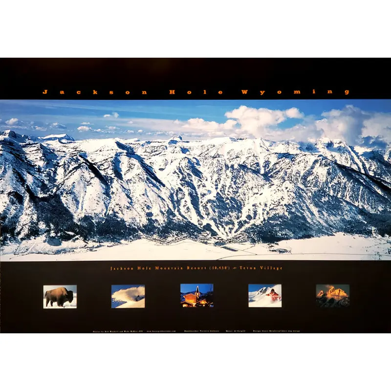 Jackson Hole Mountain Resort Skiing Panoramic Poster - Focus Productions