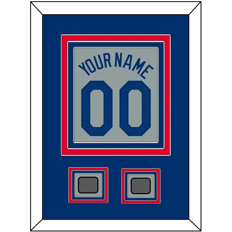 Los Angeles Name, Number & 2 World Series Champions Patches - Road Gray - Triple Mat 2