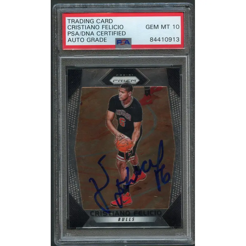 2017-18 Panini Prizm #243 Cristiano Felicio Signed Card AUTO 10 PSA Slabbed Bulls
