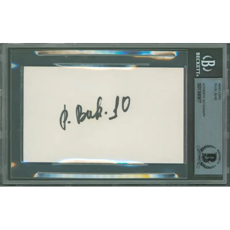 Canucks Pavel Bure Authentic Signed 3x5 Index Card Autographed BAS Slabbed 1