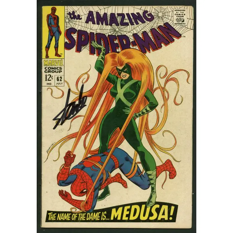 Stan Lee Signed Amazing Spider-Man #62 Comic Book MedUSA PSA/DNA #W18595