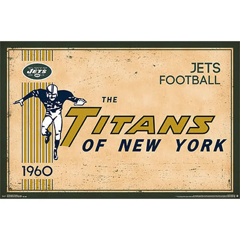 New York Jets "Titans of New York" Retro Logo c.1960 Official NFL Football Team Poster