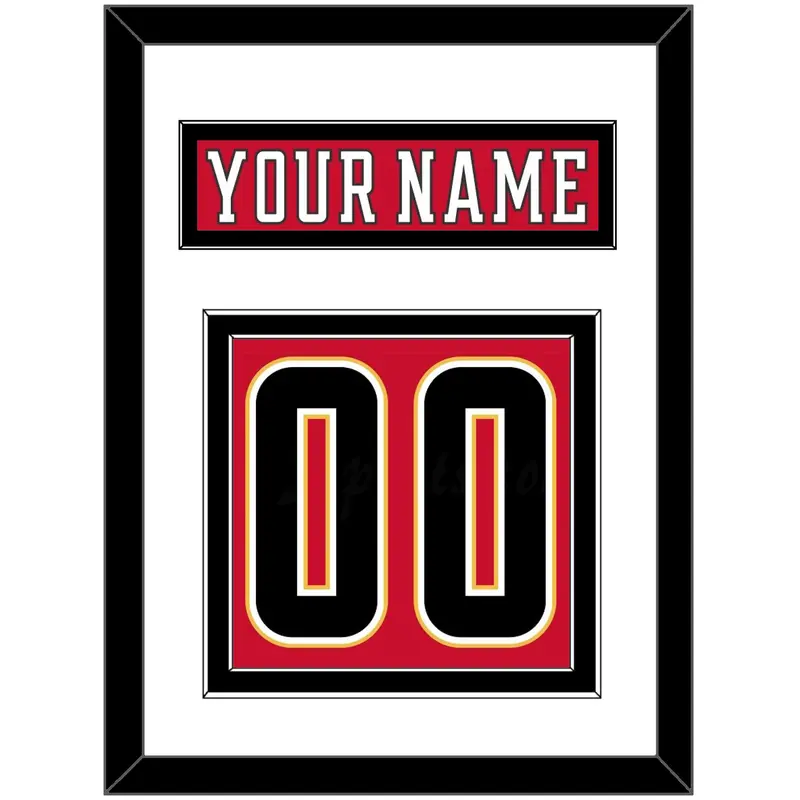 Calgary Nameplate & Number (Back) - Home Red (2017-2020) - Double Mat 2