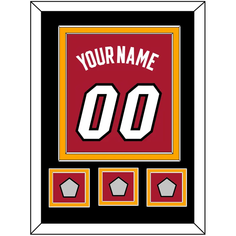 Miami Name & Number With 3 Finals Patches - Alternate Red (2001-2008) - Double Mat 2