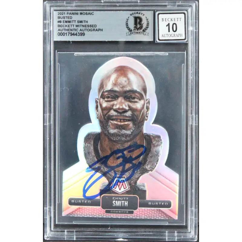 Cowboys Emmitt Smith Signed 2022 Panini Mosaic Busted #8 Card Auto 10! BAS Slab