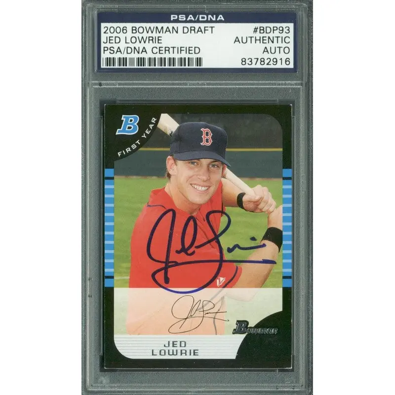 Red Sox Jed Lowrie Authentic Signed Card 2006 Bowman Draft RC #BDP93 PSA Slabbed