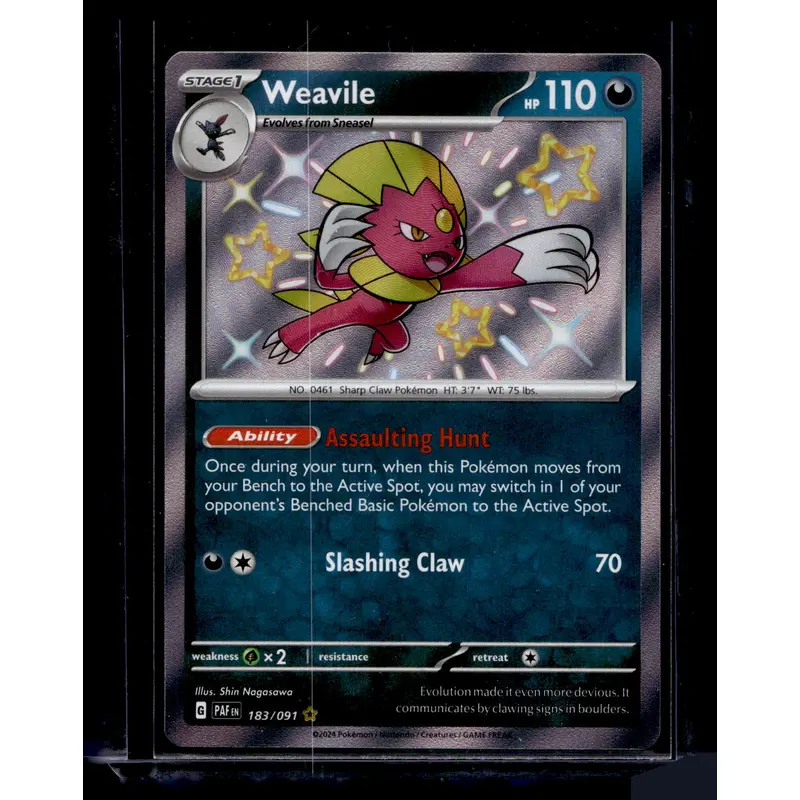 2023 Pokemon Scarlet & Violet - Paldean Fates - Shiny Rare - Weavile #183