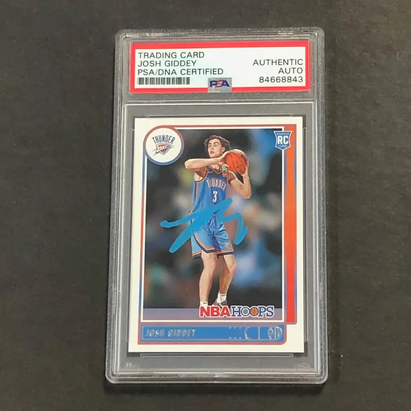 2021-22 NBA Hoops #202 Josh Giddey Signed Card AUTO PSA Slabbed RC Thunder