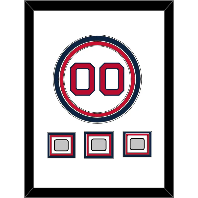 Boston Number & 3 World Series Jersey Patches - Home White - Triple Mat 1