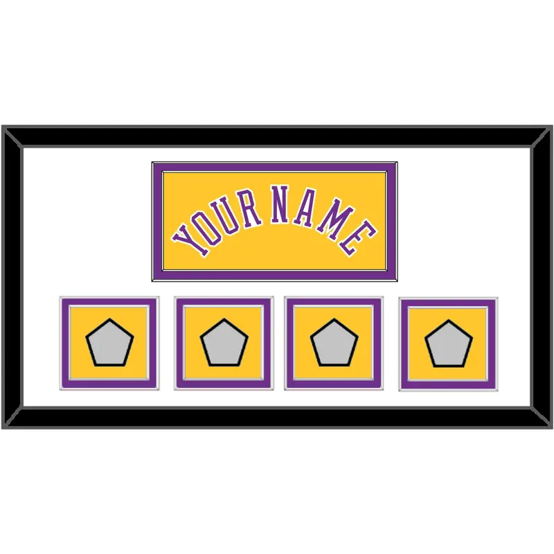 Los Angeles Name & 4 Trophy Patches - Home Yellow (1978-1997) - Double Mat 1
