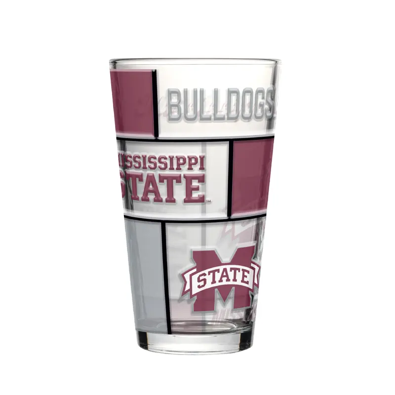 Mississippi State 16oz Quilted Stained Pint Glass