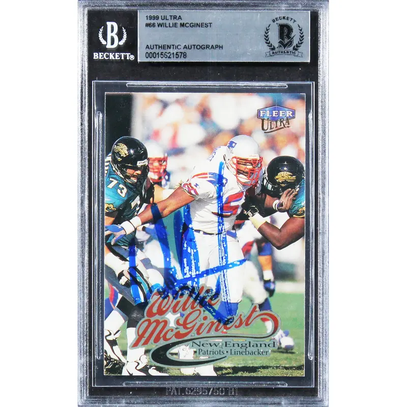 Patriots Willie McGinest Authentic Signed 1999 Ultra #66 Card BAS Slabbed