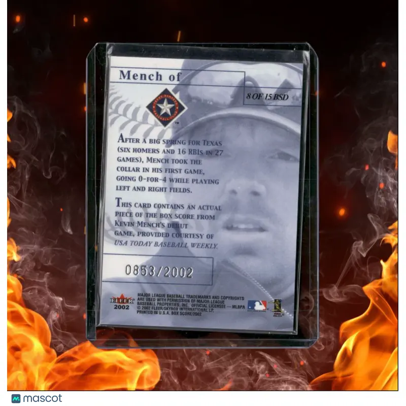 2002 Fleer Box Score Kevin Mench Opening Day Mench Of 0853/2002 #8-BSD