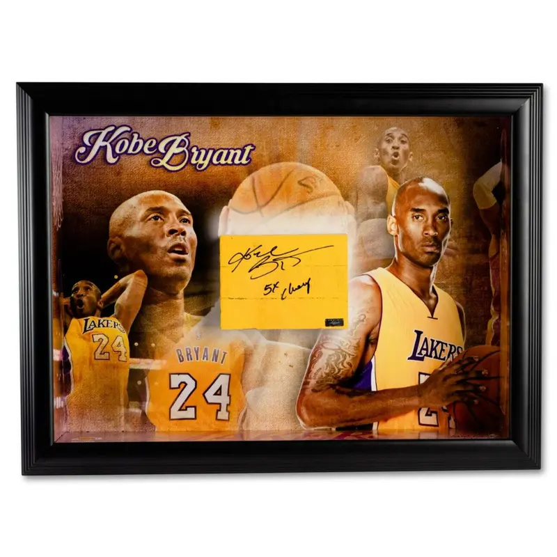 Kobe Bryant 5x NBA Champs Signed Lakers Game Used Floor PSA DNA & Panini COA