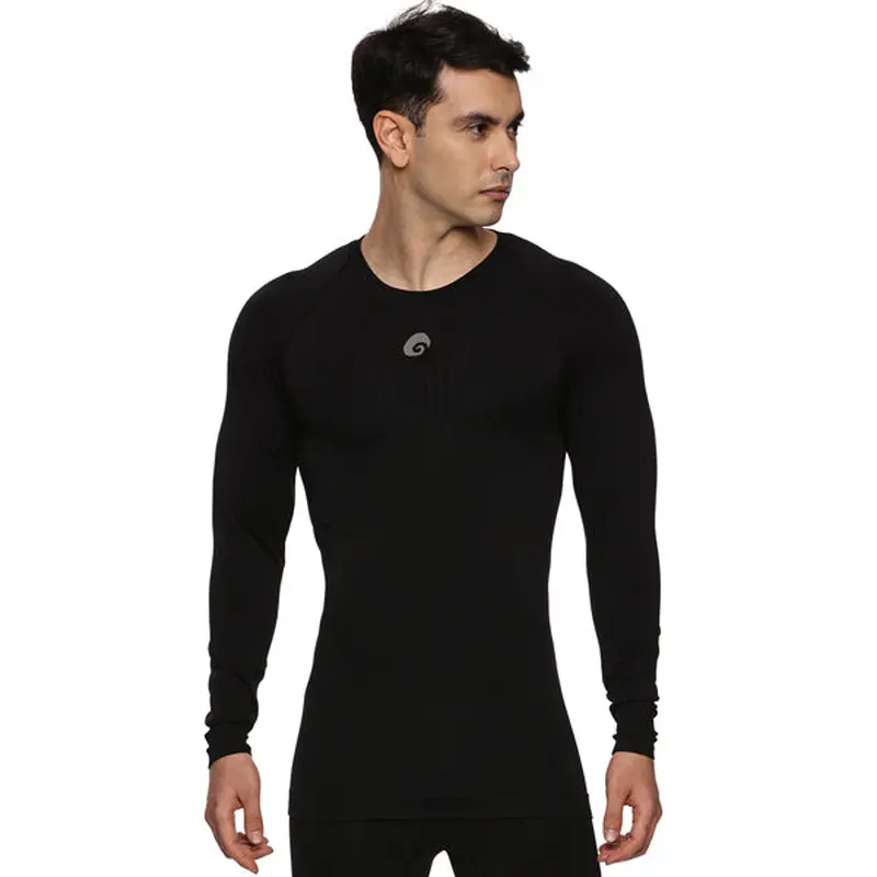 Omtex Seamless Compression Men'S T-Shirts Fs Black | Kibi Sports