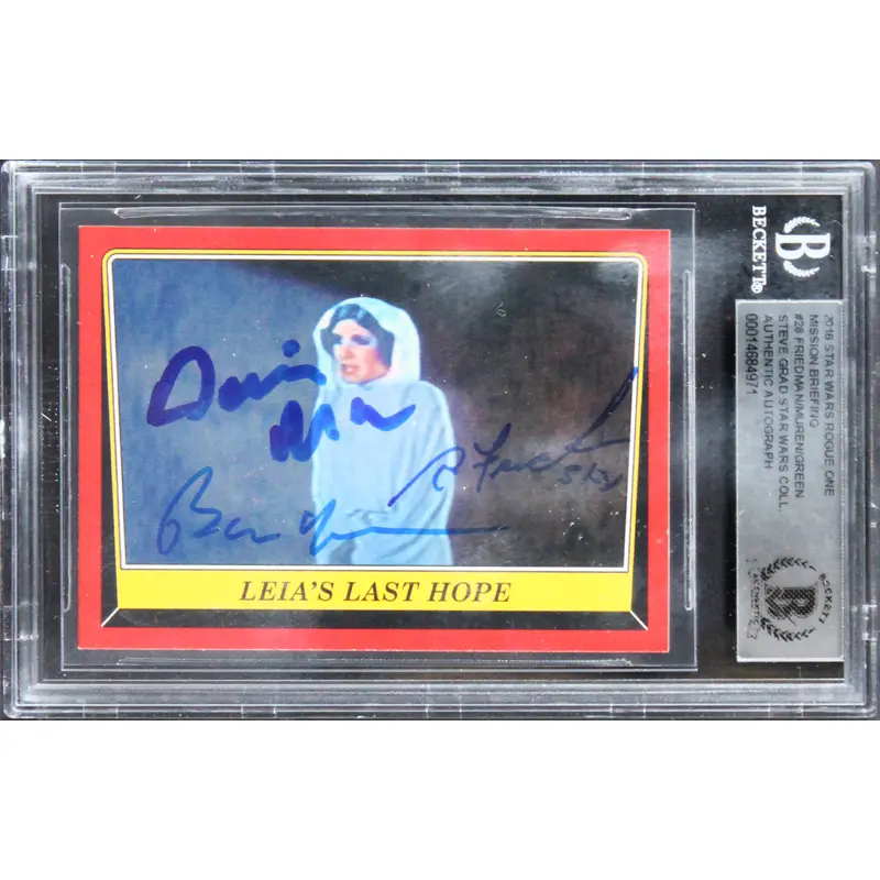 Star Wars (3) Friedman, Muren & Green Signed 2015 SW ROMB #28 Card BAS Slabbed