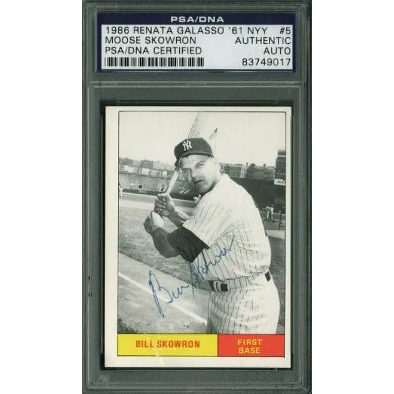 Yankees Moose Skowron Signed Card 1986 Renata Galasso '61 Nyy #5 PSA/DNA Slabbed
