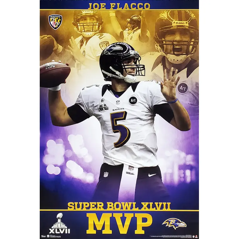 Joe Flacco Super Bowl XLVII MVP (2013) Baltimore Ravens Commemorative Poster - Costacos