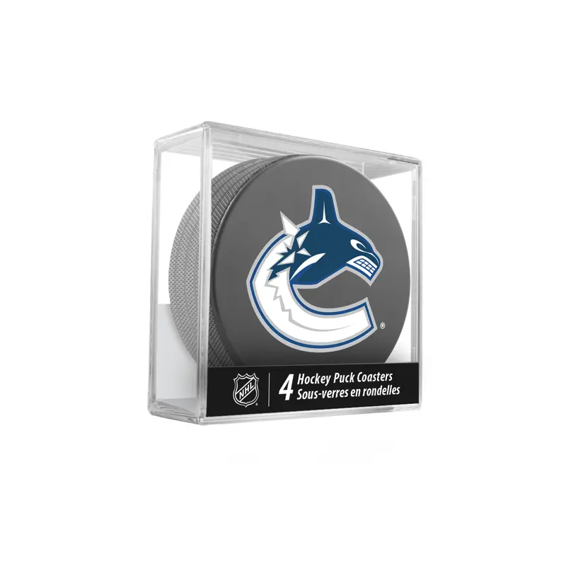 NHL Vancouver Canucks Hockey Puck Drink Coasters (4-Pack) In Cube