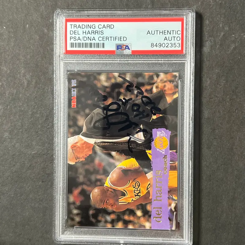 1995 Skybox #182 Del Harris Signed Card AUTO PSA Slabbed Lakers