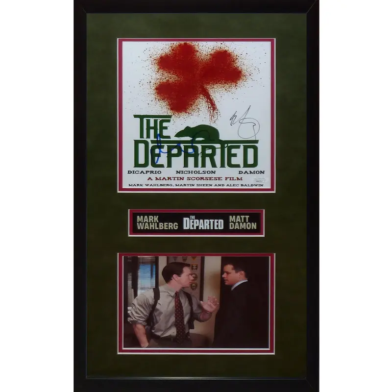Matt Damon And Mark Wahlberg Autographed The Departed Deluxe Framed Piece - JSA
