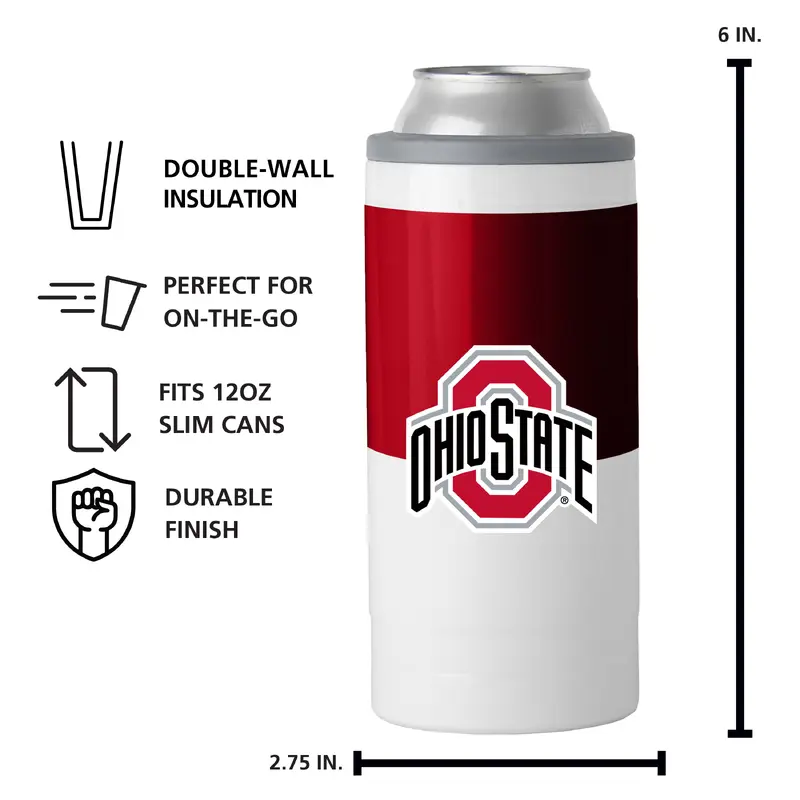 Ohio State Colorblock 12oz Slim Can Coolie
