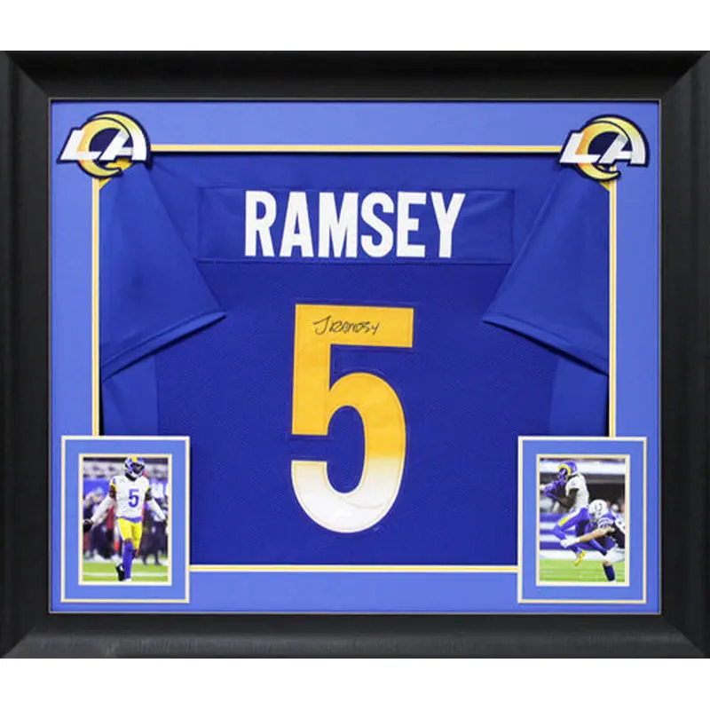 Rams Jalen Ramsey Authentic Signed Blue Pro Style Framed Jersey JSA Witness