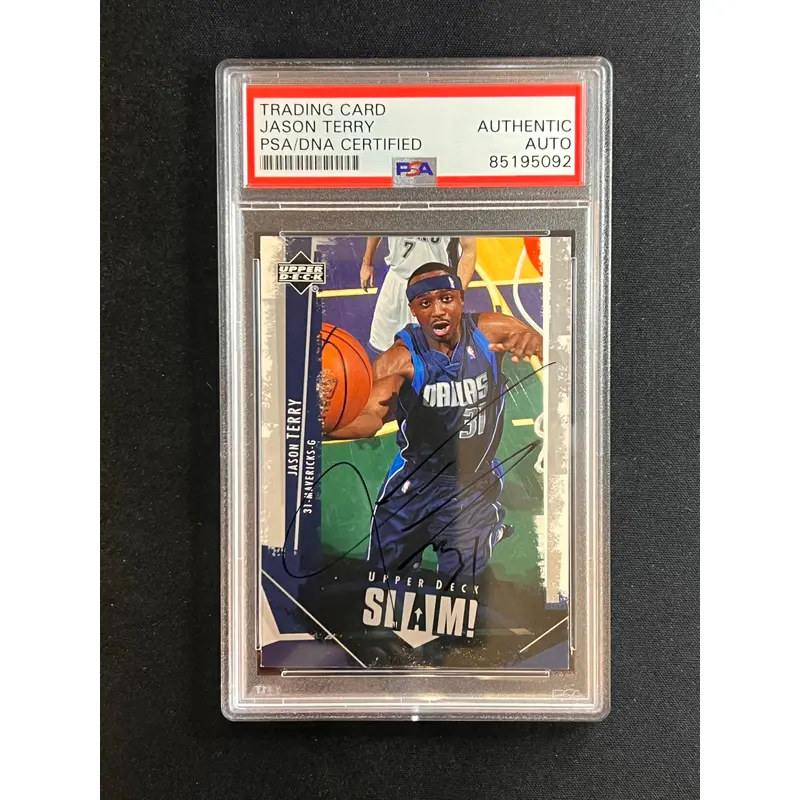 2005-06 Upper Deck Slam #17 Jason Terry Signed Card AUTO PSA Slabbed Mavericks