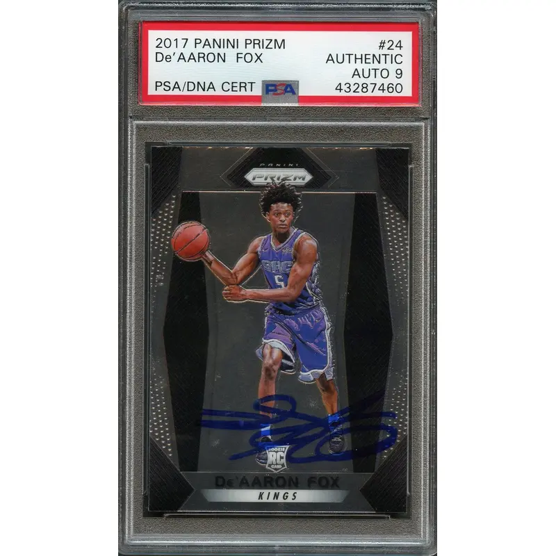 2017 Panini Prizm #24 De'Aaron Fox Signed PSA Slabbed Auto Grade 9 RC Rookie