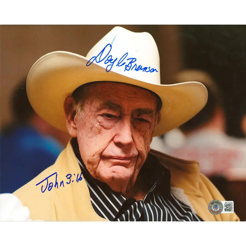 Doyle Brunson "John 3:16" Authentic Signed 8x10 Horizontal Photo BAS #BC13784