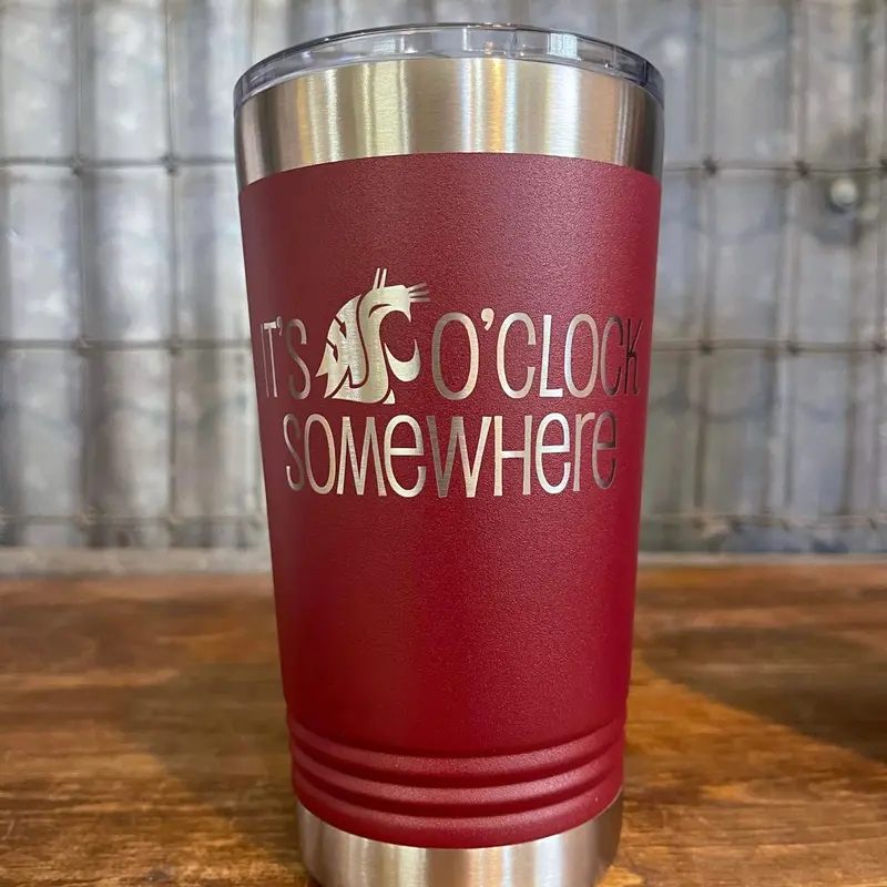 It's Coug O'Clock Somewhere 16 oz Crimson Tumbler