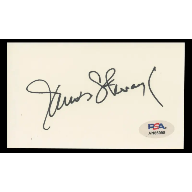 James Stewart It's a Wonderful Life Authentic Signed 3x5 Index Card PSA #AN86998