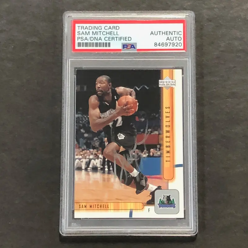 2001-02 Upper Deck #326 Sam Mitchell Signed Card PSA/DNA Slabbed Wovles