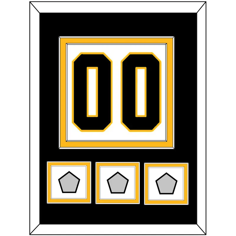 Pittsburgh Number (Back) & 3 Stanley Cup Champions Patches - Road White - Double Mat 3