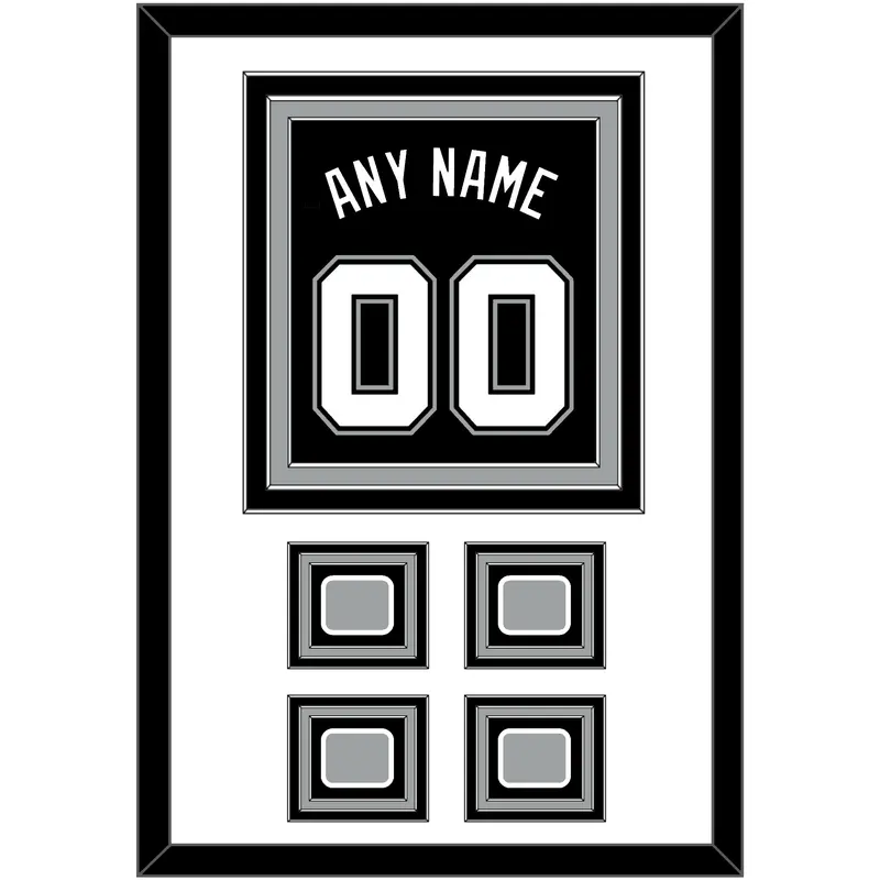 San Antonio Name & Numbers With 4 Finals Patches - Road Black (2002-2017) - Triple Mat 1