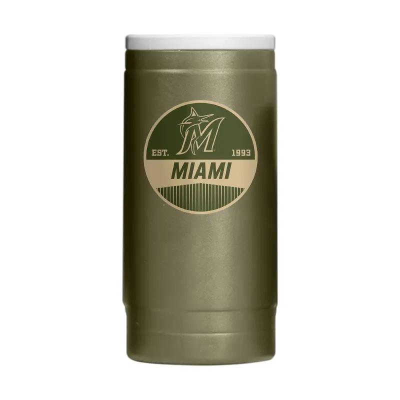 Miami Marlins Badge Powder Coat Slim Can Coolie