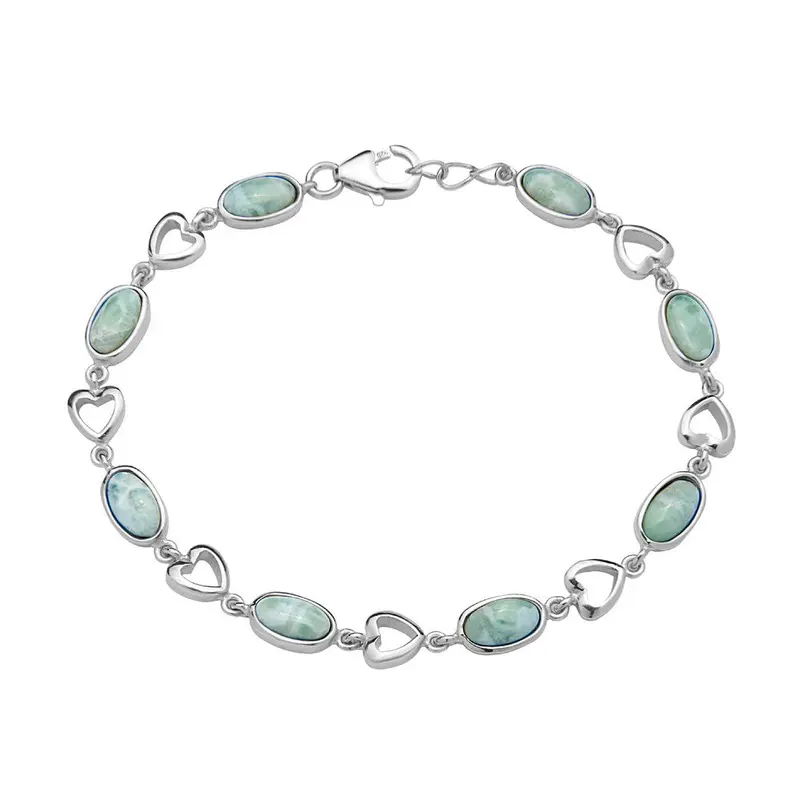 Sterling Silver Oval Larimar Bracelet