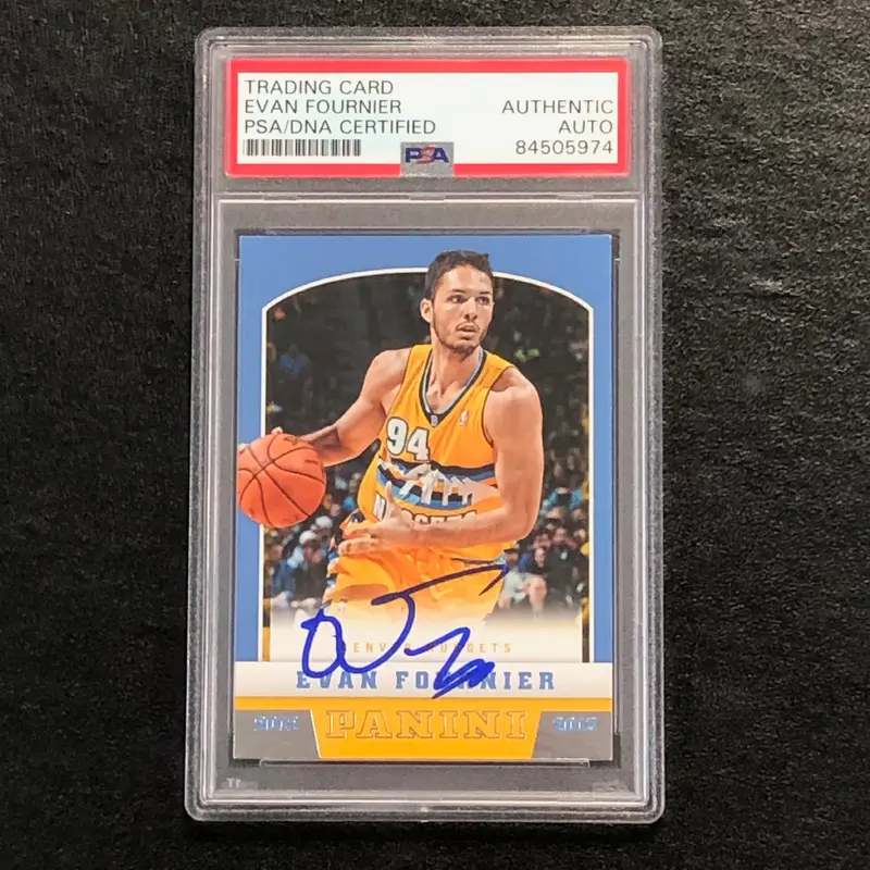 2012-13 Panini Basketball #253 Evan Fournier Signed Card AUTO PSA Slabbed Nuggets