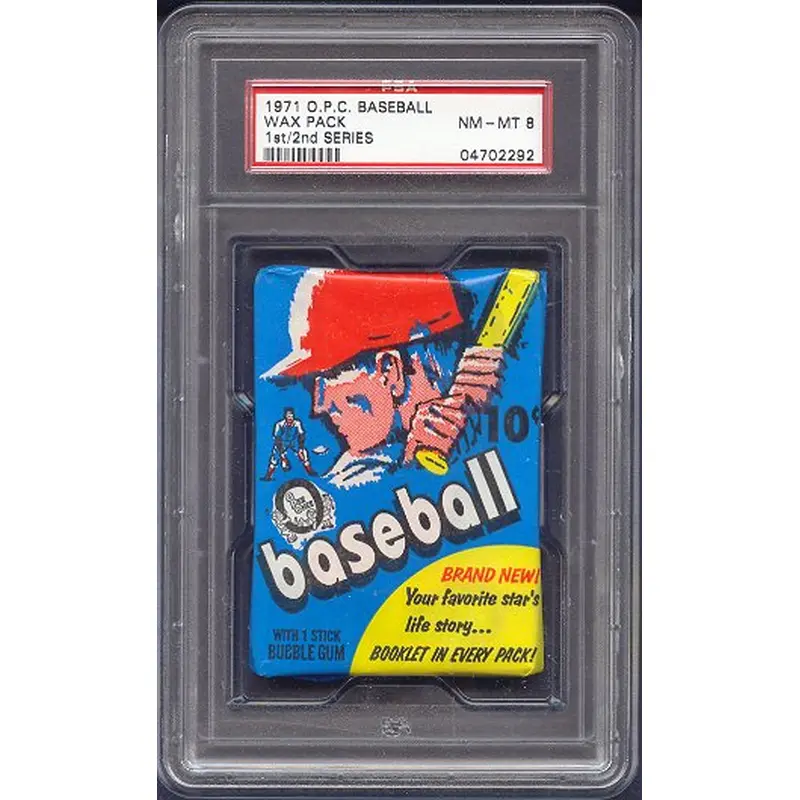 1971 OPC O-Pee-Chee Baseball Unopened Ser 1/2 Wax Pack PSA 8