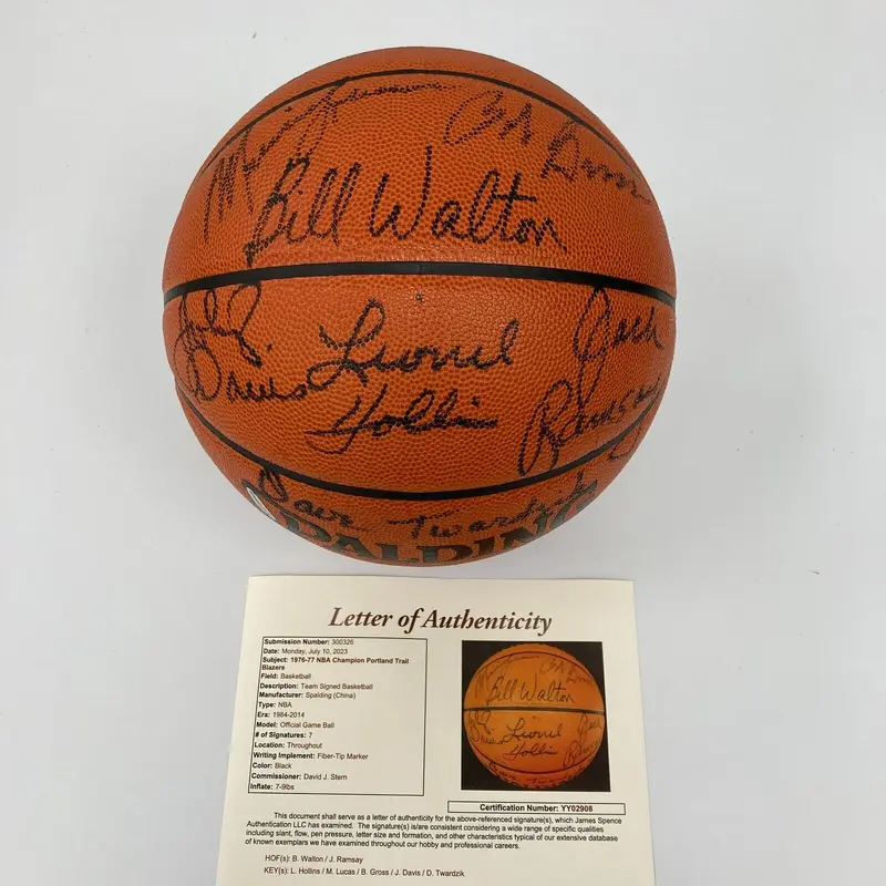 1976-77 Portland Trail Blazers NBA Champs Team Signed Basketball UDA JSA COA