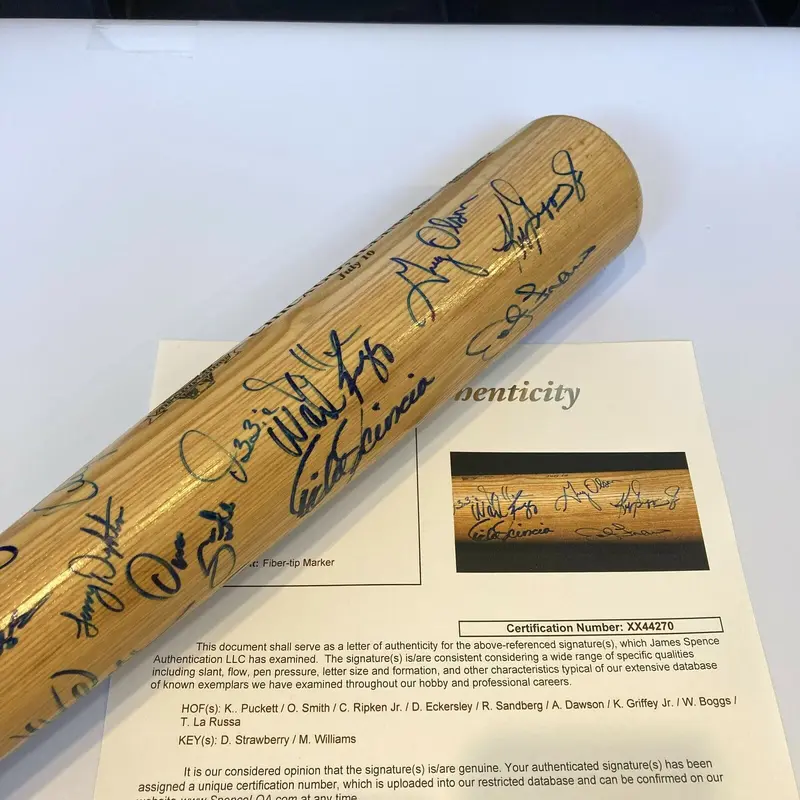 1990 All Star Game Team Signed Bat Ken Griffey Jr. Kirby Puckett Cal Ripken JSA