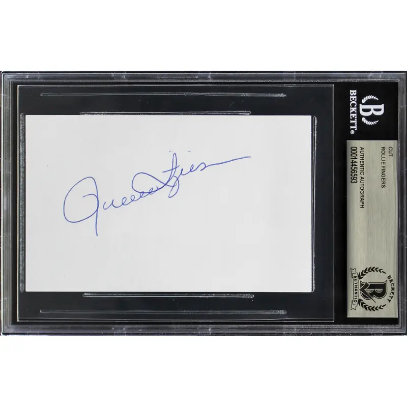 Athletics Rollie Fingers Authentic Signed 3x5 Cut Signature BAS Slabbed