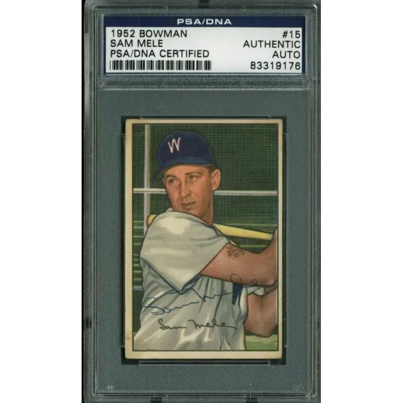 Sam Mele Authentic Signed Card 1952 Bowman #15 Autographed PSA/DNA Slabbed