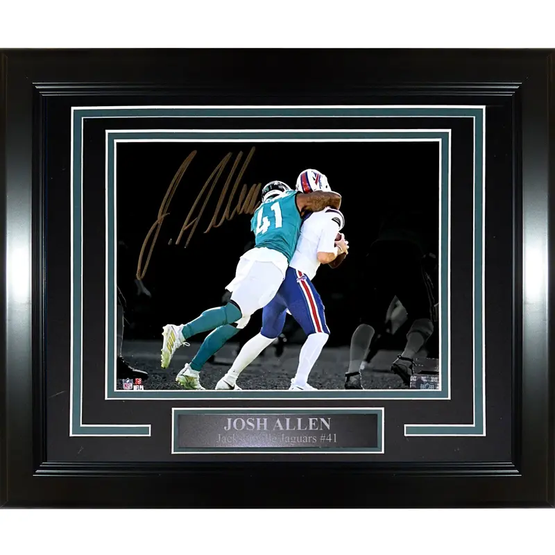 Josh Allen Autographed Jacksonville Jaguars (Spotlight Sack) Deluxe Framed 8x10 Photo
