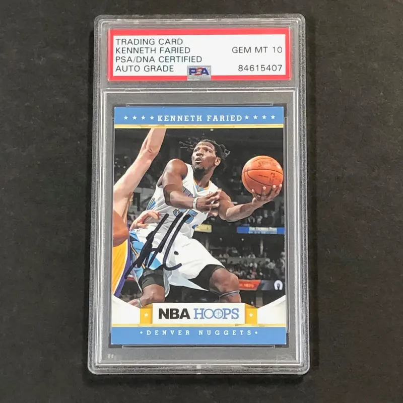 2012-13 NBA Hoops #242 Kenneth Faried Signed AUTO 10 PSA Slabbed Nuggets