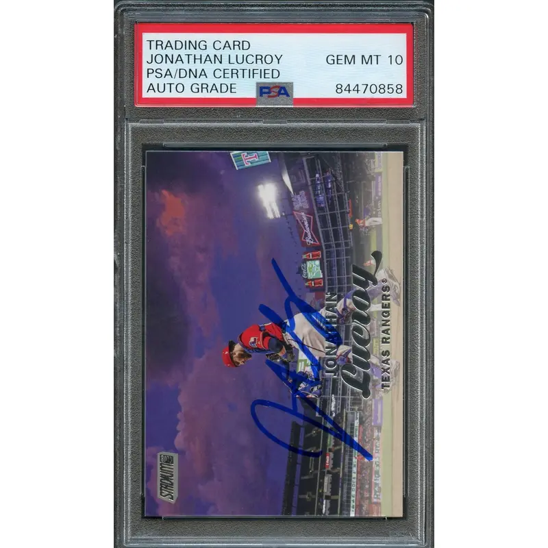 2017 Stadium Club #213 Jonathan Lucroy Signed Card PSA Slabbed Auto Grade  Rangers